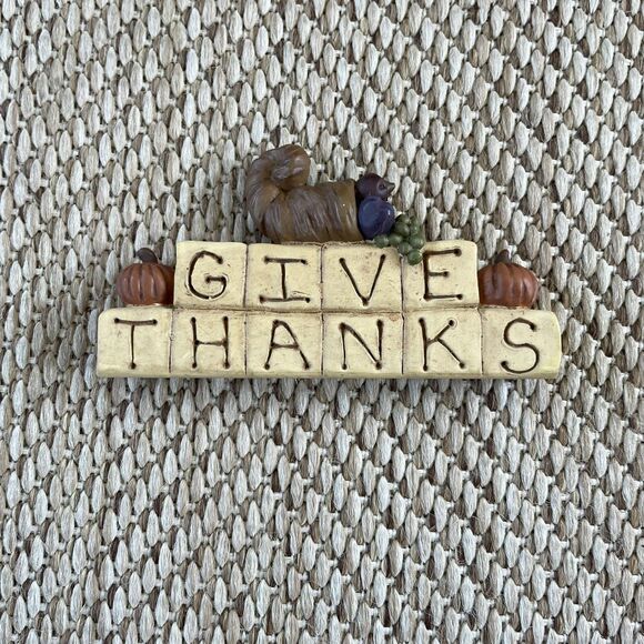 Give Thanks Blocks, Pumpkins Cornucopia SUZI Skoglund Blossom Bucket - Picture 1 of 5